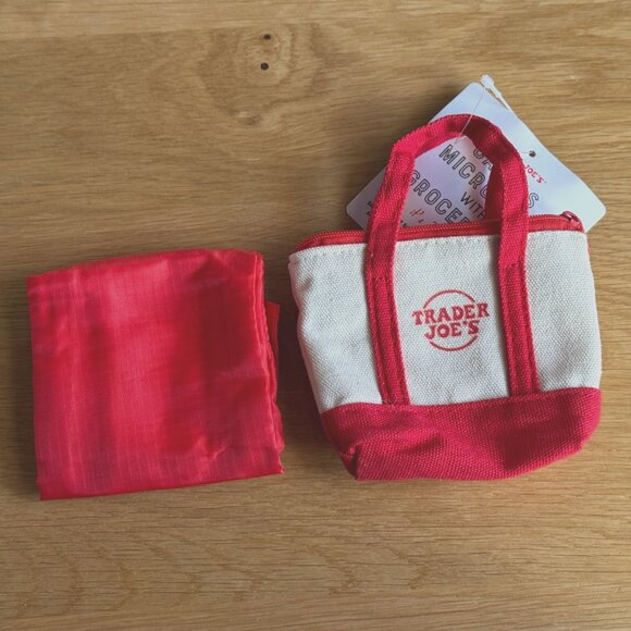 Trader Joe's Canvas Micro Tote with Grocery Bag, Red - Picture 7 of 15